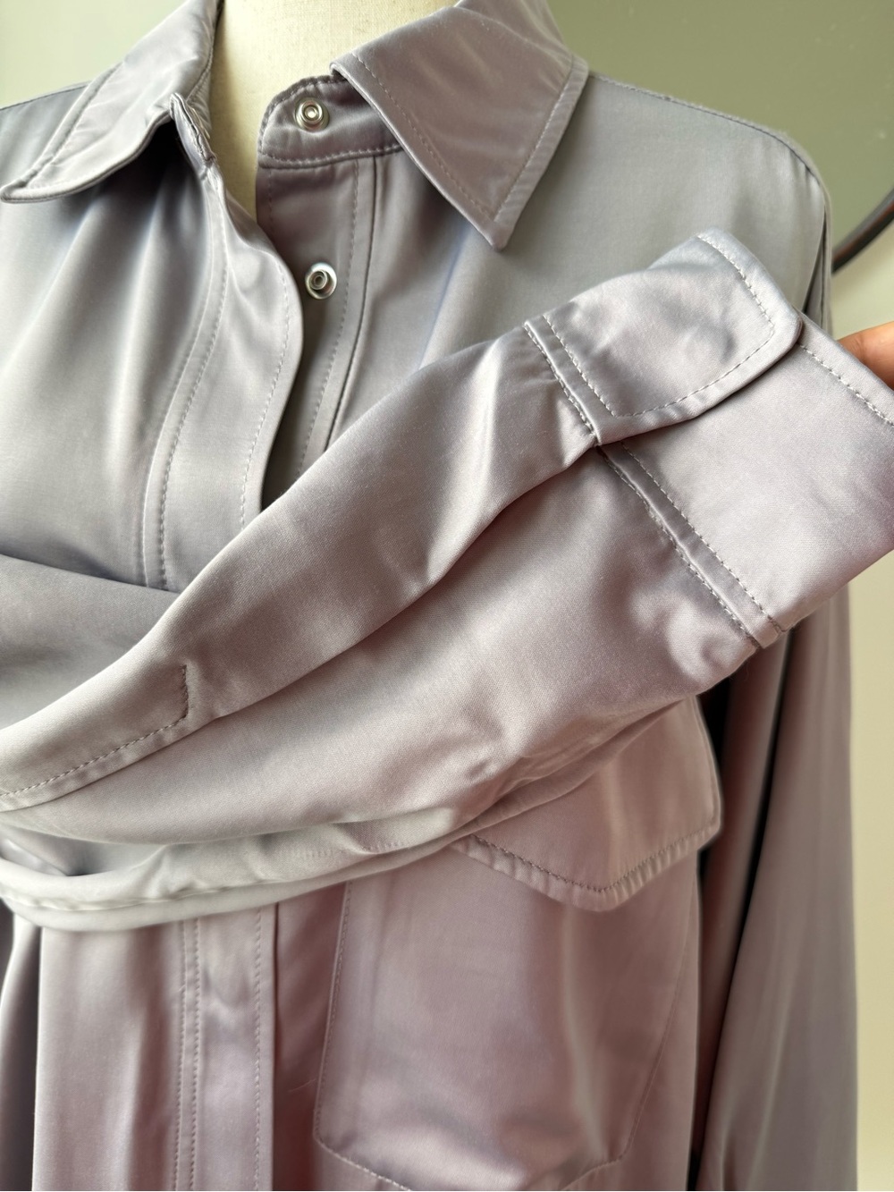 Zara Dusty Mauve Button-Back Overshirt - Picture 6 of 8